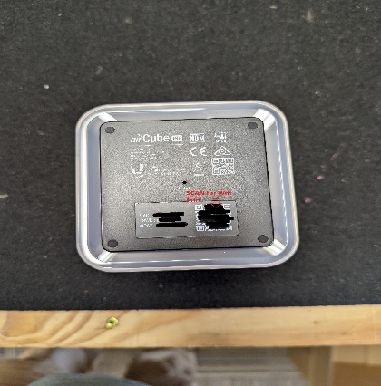 Bottom of router with SSID barcode